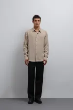 Antioch Beige Technical Regular Fit Men's Shirt