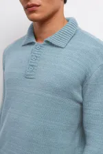 Pull Antioch Bebe bleu à col boutonné pour garçon