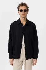 Antioch Black Textured Jacquard Cotton Men's Shirt