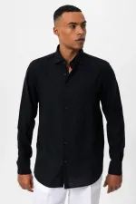 Antioch Black Linen Blend Men's Shirt