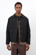 Antioch Siyah Kontrast Yaka Erkek Mont