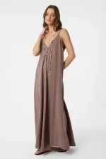 Antioch Coffee Strappy Modal Long Women's Dress