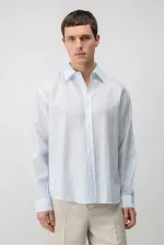 Chemise rayée Antioch Blue en mélange de lyocell, coupe décontractée, pour homme
