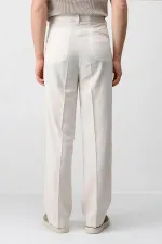 Antioch Ekru Keten Karışımlı Erkek Baggy Pantolon