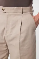Short plissé beige taille haute pour homme Antioch