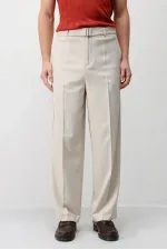 Pantalon homme Antioch beige coupe décontractée avec ceinture