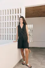 Antioch Coffee Linen Blend Women's Tailor Vest