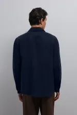 Antioch Navy Blue Technical Regular Fit Men's Shirt