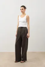 Antioch Coffee High-Waisted Pleated Women's Trousers