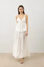 Jupe drapée blanc cassé Antioch pour femme