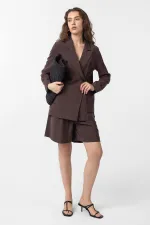 Antioch Kahve Kruvaze Kadın Blazer Ceket