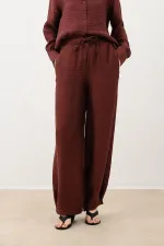 Pantalon drapé à jambes ajustables Antioch Burgundy pour femme