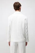 Veste blazer pour homme Antioch blanche coupe décontractée en lin mélangé