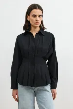 Chemise Antioch noire plissée en popeline pour femme