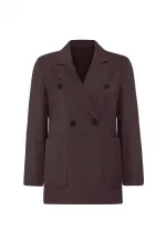 Antioch Kahve Kruvaze Kadın Blazer Ceket