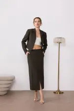 Jupe crayon Antioch Khaki pour femme avec fente