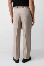 Pantalon homme Antioch Beige Lyocell coupe décontractée plissé