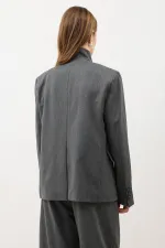 Antioch Gri Dik Yaka Kadın Blazer Ceket