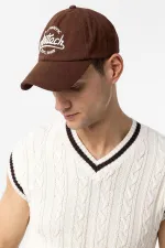 Antioch Kahve İşlemeli Erkek Şapka