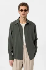 Antioch Haki Relax Fit Liyosel Kumaş Erkek Gömlek
