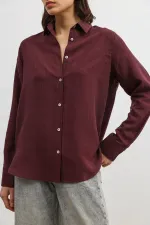 Chemise rayée Antioch Burgundy 100% lyocell pour femme