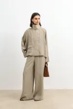 Antioch Bej Özel Dik Yaka Kadın Gömlek