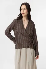 Antioch Coffee Draped Kimono Women's Shirt