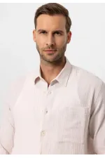 Antioch Ecru Muslin Fabric Long-Sleeve Men's Shirt