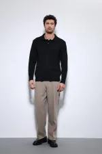 Pull basique pour homme Antioch à col polo noir