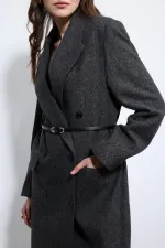 Manteau ceinturé à chevrons anthracite Antioch