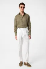 Antioch Khaki 100% Linen Comfort Fit Men's Shirt