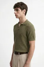 Antioch Haki Dokulu Polo Yaka Erkek T-Shirt