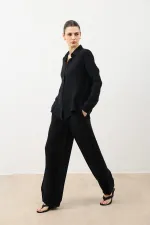 Antioch Siyah Dökümlü Müslin Kadın Gömlek