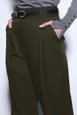 Antioch Haki Geniş Paça Kadın Pantolon