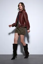 Veste bomber Antioch rouge bordeaux en similicuir