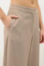 Antioch Beige Wide Leg Women's Trousers with Darts