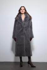 Antioch Anthracite Faux Fur Long Coat