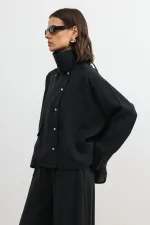 Antioch Siyah Özel Dik Yaka Kadın Gömlek