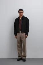 Antioch Siyah Fermuarlı Suni Süet Erkek Mont