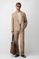 Veste blazer pour homme Antioch Mink Relax Fit en lin mélangé