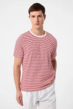 T-shirt rayé rouge Antioch coupe classique pour homme