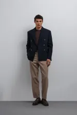 Antioch Lacivert Kruvaze Erkek Blazer Ceket