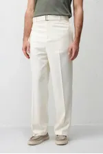 Antioch Ecru Relaxed Fit Belted Men's Trousers