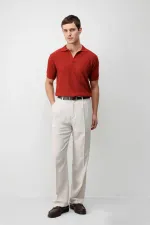 Antioch Kırmızı Premium Dokulu Erkek Triko T-Shirt