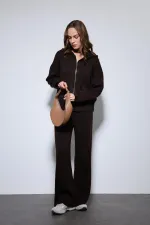 Ensemble pull à capuche et pantalon large en maille Antioch Coffee