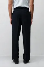 Antioch Lacivert Pileli Relaxed Fit Erkek Pantolon