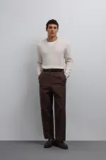 Antioch Ecru Textured V-Neck Men's Sweater