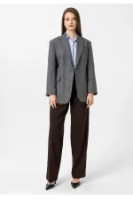 Antioch Black Women's Relax Fit Herringbone Pattern Blazer Jacket