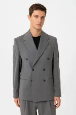 Antioch Grey Relax Fit Double-Breasted Men's Blazer Jacket