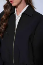 Antioch Black Zip-Up Bomber Jacket for Women